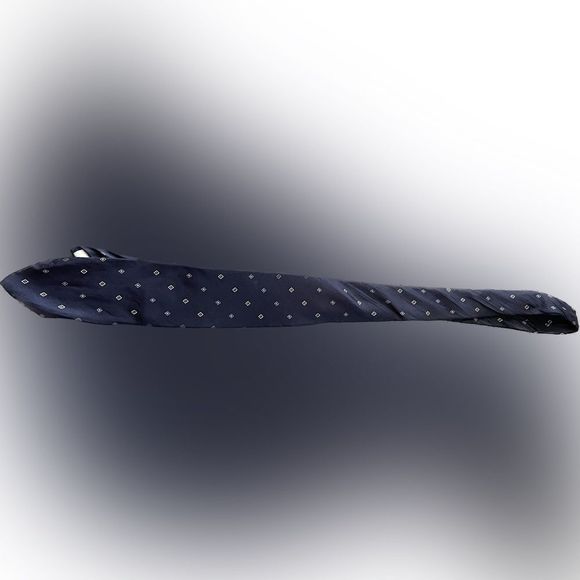 Vintage Christian Dior Silk Tie Navy Blue Print - Picture 4 of 7
